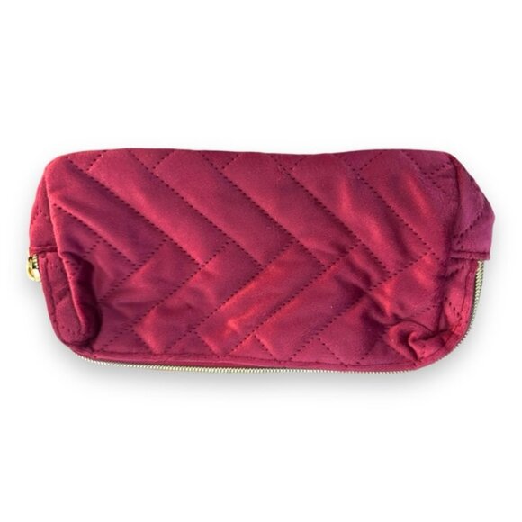 Burgundy Velour Double Pocket Zippered Bag - Picture 5 of 6